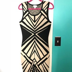 Fitted Black and Tan Bodycon Type Fit Dress